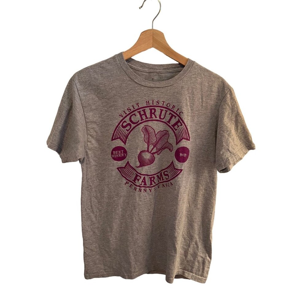 The Office TV Show Schrute Farms Gray Short Sleeve Tshirt Men's Size Medium